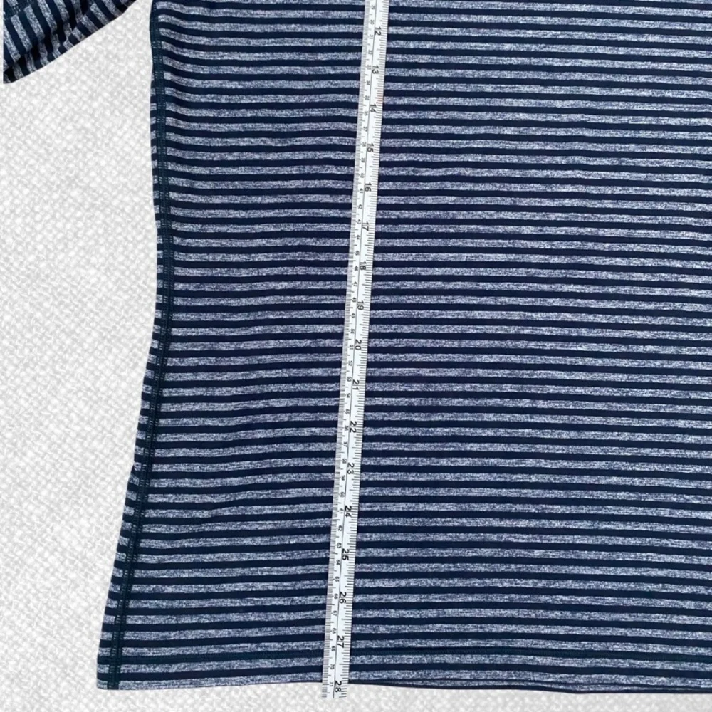Lululemon Speed Long Sleeve Classic Stripe Heathered Black Iris Blue Size L - Picture 9 of 10